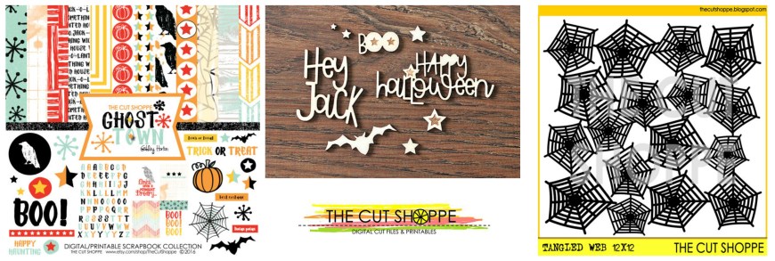 The Cut Shoppe | Tangled Web Cut File, Ghost Town Digital Collection, Happy Halloween Wood Veneer