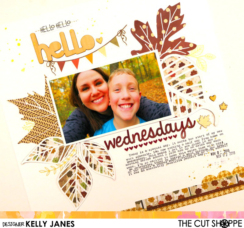 The Cut Shoppe Fall Themed Layout using the Leaf It To Me Cut File, Simple Stories, and Oakley Avenue