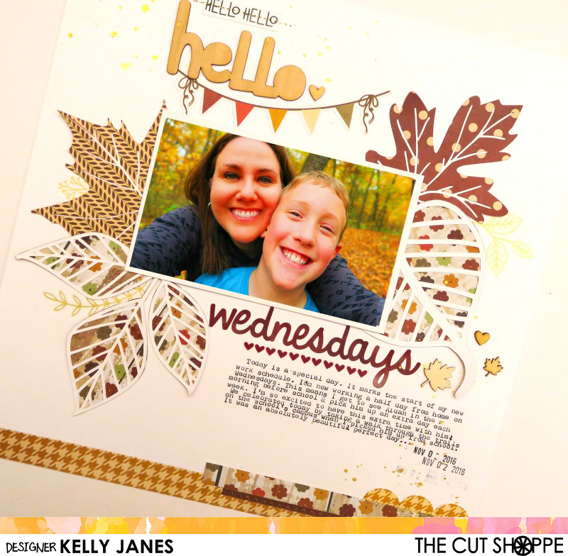 The Cut Shoppe Fall Themed Layout using the Leaf It To Me Cut File, Simple Stories, and Oakley Avenue
