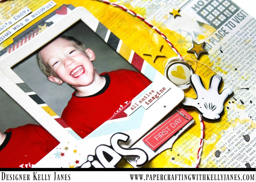 12x12 Disney themed scrapbook layout using Simple Stories Say Cheese I & Say Cheese II + other Disney themed items