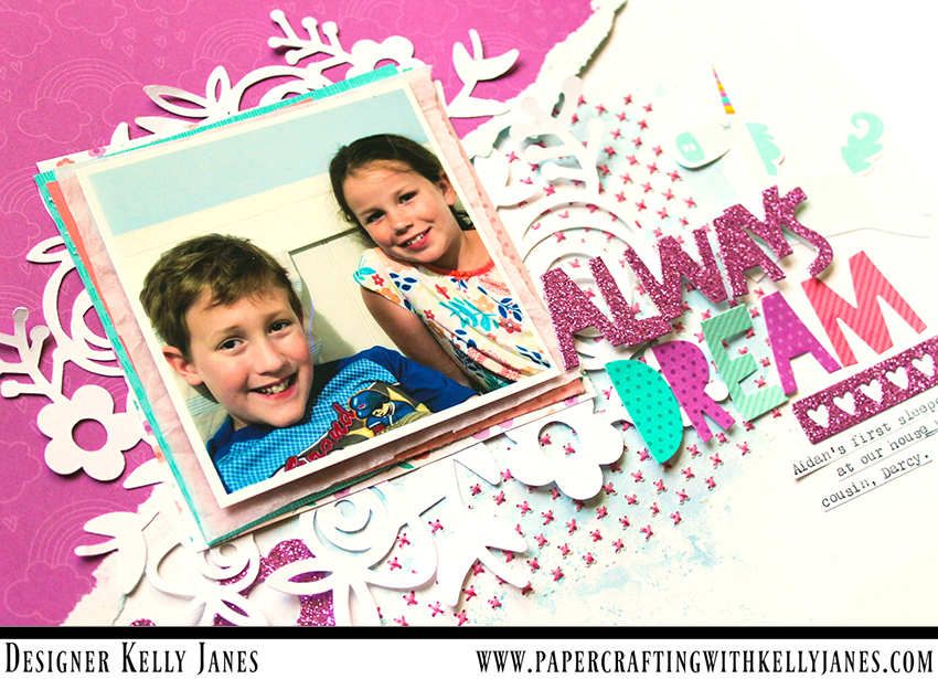 12x12 Scrapbook Layout using the CTMH Little Dreamer Paper Packet and Complements