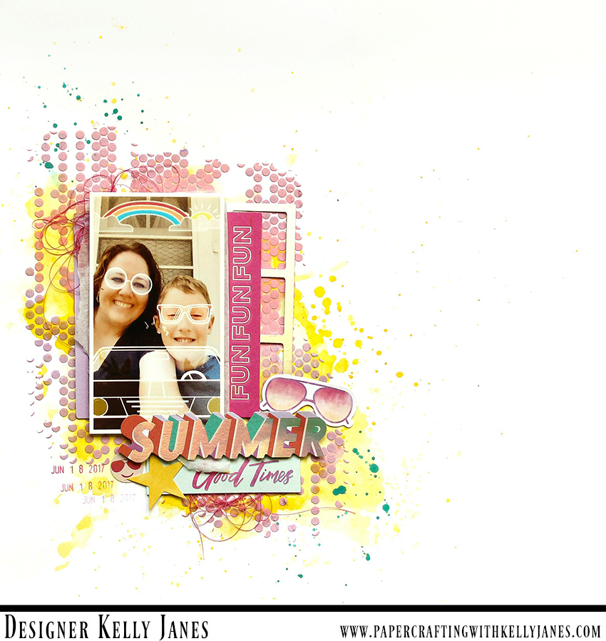 12x12 scrapbook layout featuring the Pink Paislee Summer Lights Collection.