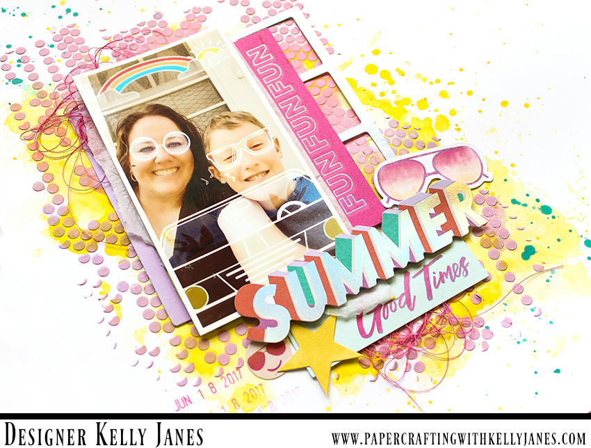 12x12 scrapbook layout featuring the Pink Paislee Summer Lights Collection.