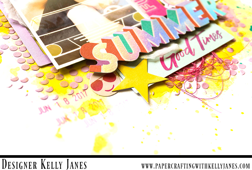 12x12 scrapbook layout featuring the Pink Paislee Summer Lights Collection.
