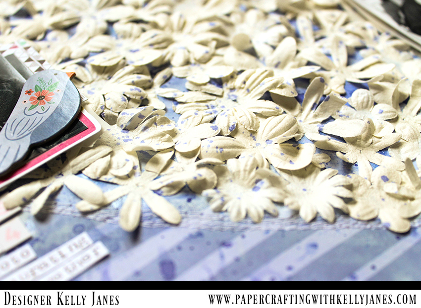 12x12 scrapbook layout using paper flowers from CTMH and the Pink Paislee Oh My Heart Collection designed by Paige Evans.