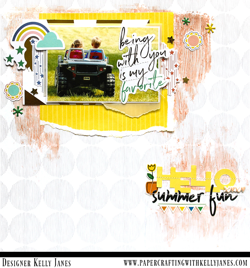 12x12 scrapbook layout using multiple Pinkfresh Studio Collections including: Dream On, Life Noted, The Mix No.1, and Felicity