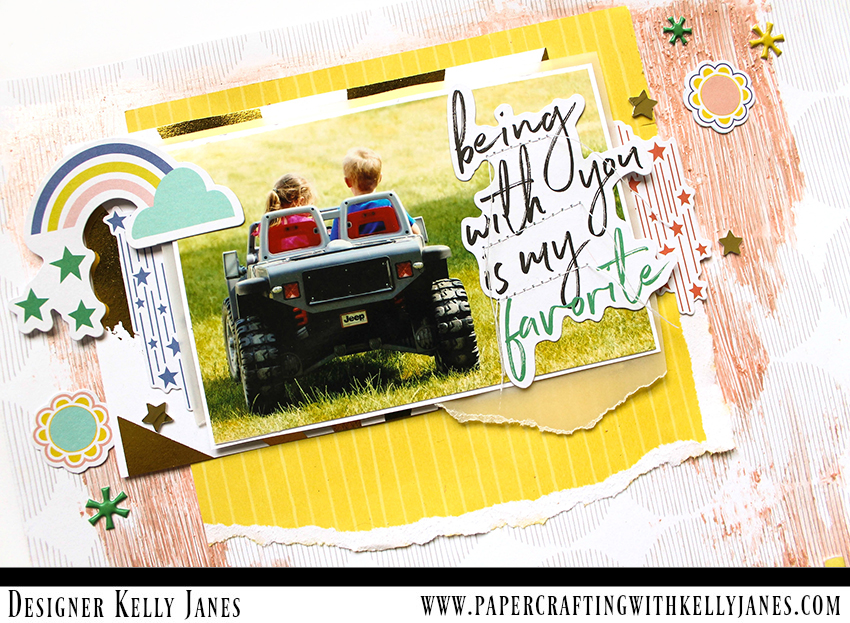 12x12 scrapbook layout using multiple Pinkfresh Studio Collections including: Dream On, Life Noted, The Mix No.1, and Felicity