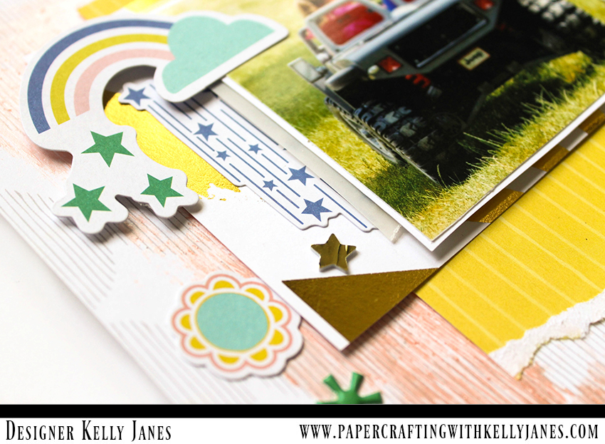 12x12 scrapbook layout using multiple Pinkfresh Studio Collections including: Dream On, Life Noted, The Mix No.1, and Felicity