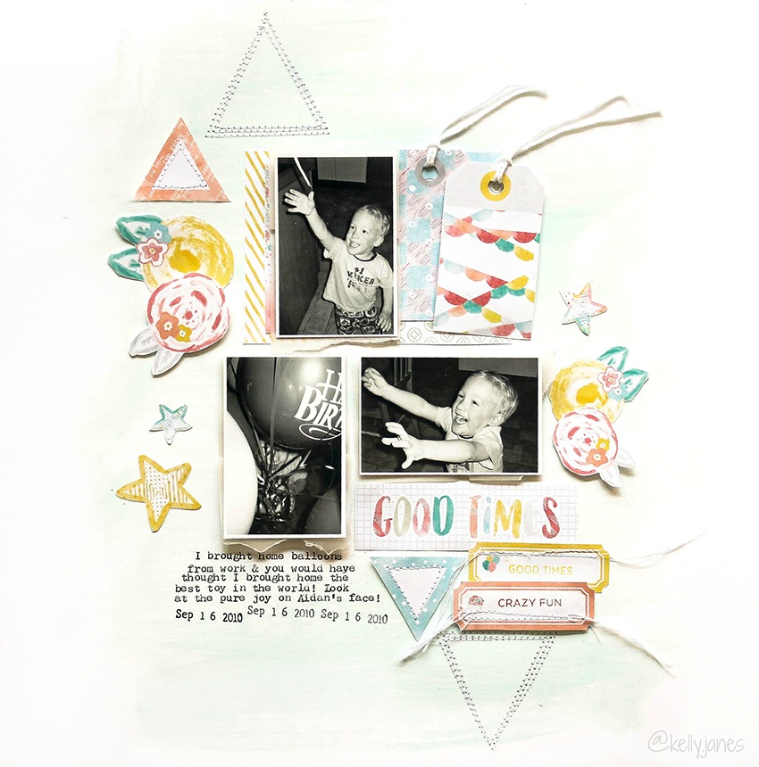 12x12 scrapbook layout using the It's Your Birthday free printable from Pretty Little Studio.