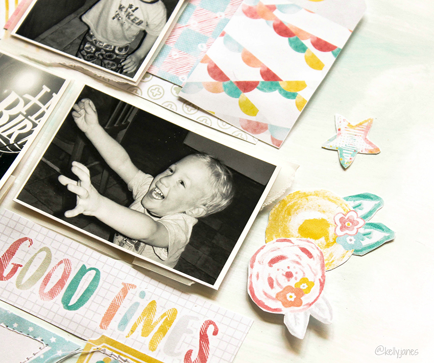12x12 scrapbook layout using the It's Your Birthday free printable from Pretty Little Studio.