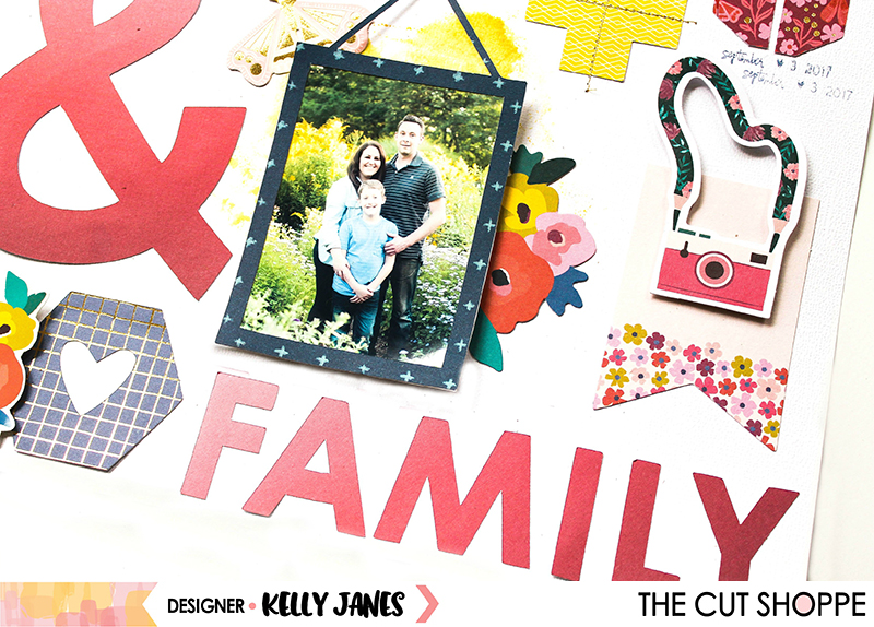 12x12 scrapbook layout using The Cut Shoppe Gallery Wall Cut File & the Pink Paislee Paige Evans Pick Me Up Collection.