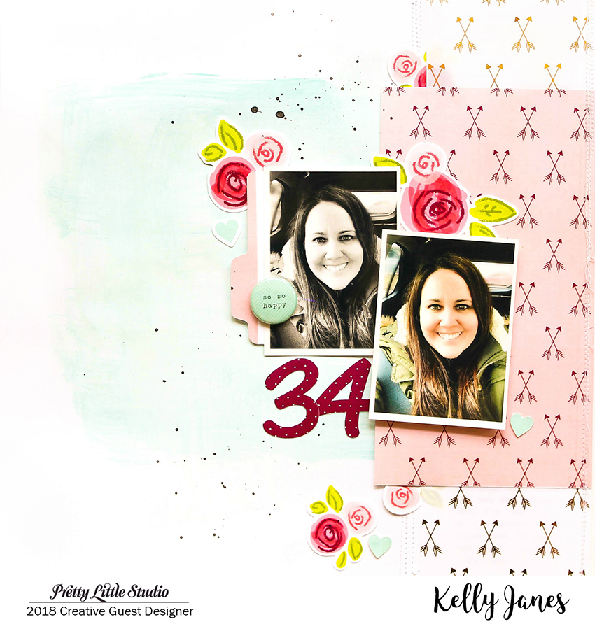 12x12 scrapbook layout using the Pretty Little Studio XOXO Collection.