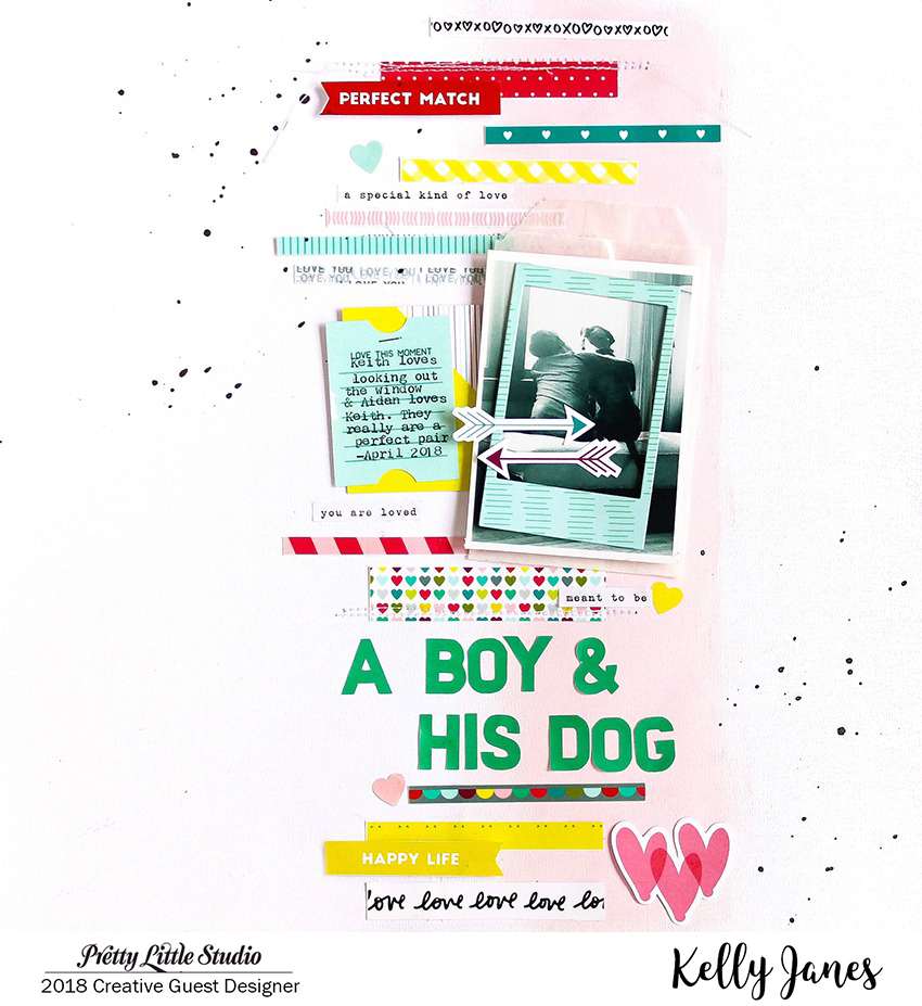 12x12 scrapbook layout using the Pretty Little Studio XOXO Collection.