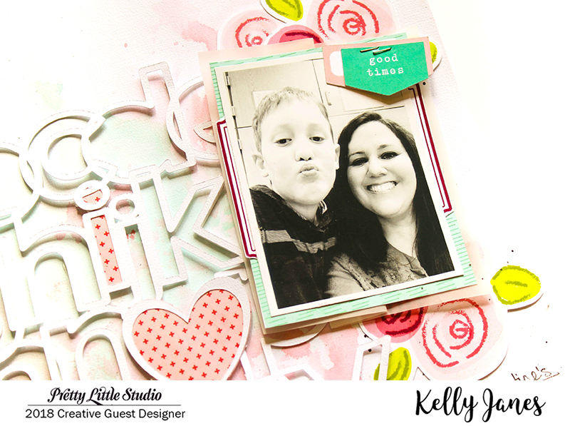 12x12 scrapbook layout using the Pretty Little Studio XOXO Collection & the Little Letters Cut File from The Cut Shoppe