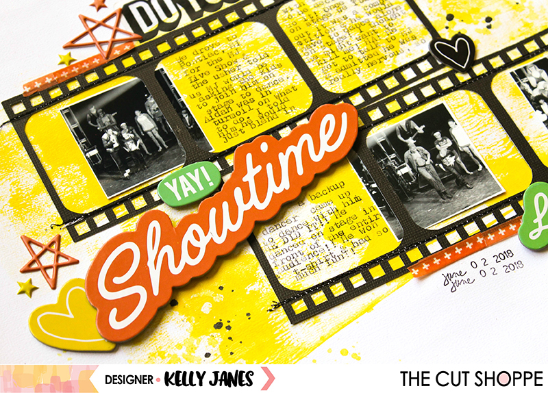 12x12 scrapbook layout for The Cut Shoppe using The Big Screen Cut File & products from Amy Tangerine On a Whim & Pinkfresh Studio The Mix No. 2 puffy stars.