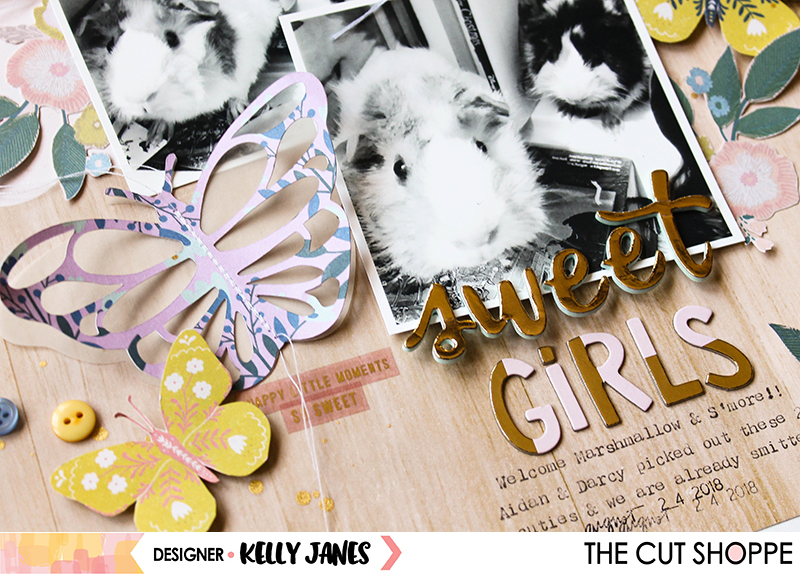 12x12 layout for The Cut Shoppe Design Team using the Flutterby Cut File & the Maggie Holmes Willow Lane Collection.