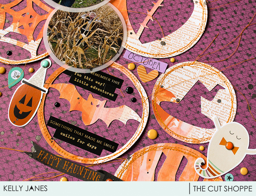 12x12 Halloween layout for The Cut Shoppe Design Team using the Wicked Good Cut File.