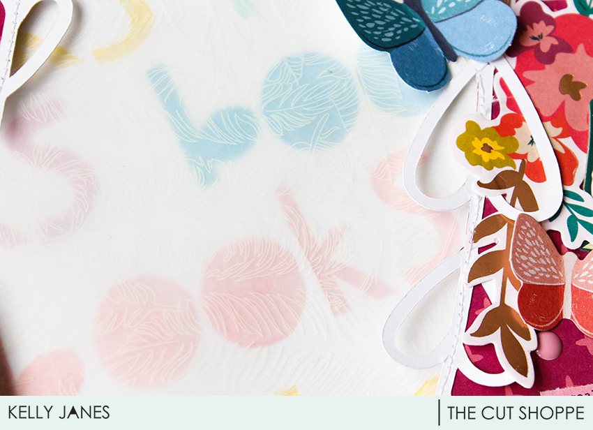 12x12 scrapbook layout for The Cut Shoppe Design Team using the Freebie Friyay With Love Cut File & Pink Paislee Paige Evans Whimsical Collection.