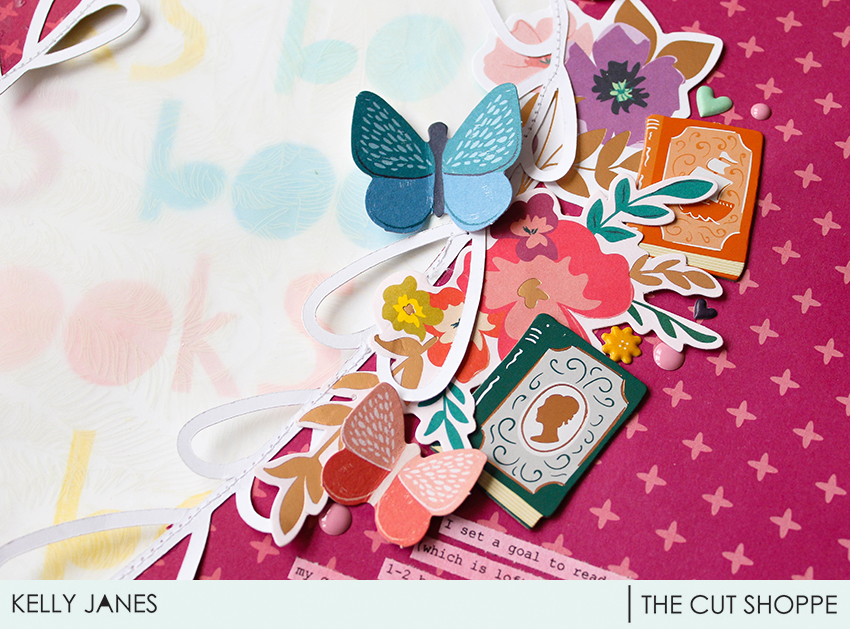 12x12 scrapbook layout for The Cut Shoppe Design Team using the Freebie Friyay With Love Cut File & Pink Paislee Paige Evans Whimsical Collection.