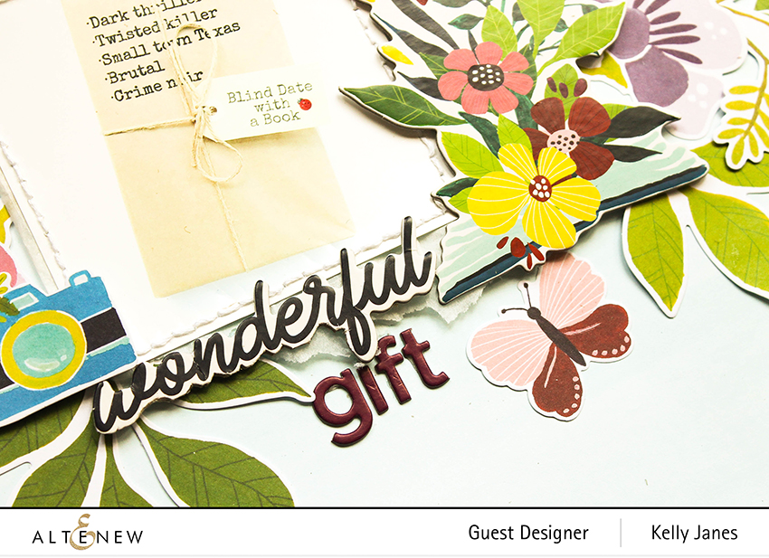 12x12 scrapbook layout using Altenew's Enjoy the Ride Scrapbook Collection.